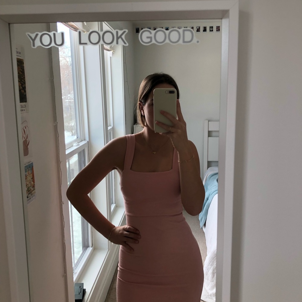 like new light pink urban outfitters textured bodycon dress - Picture 7 of 14